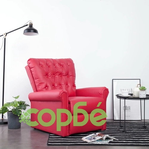Реклайнер, червен, изкуствена кожа ➤ топ цена ➤ sorbe.bg