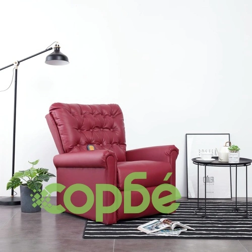 Масажен реклайнер, виненочервен, изкуствена кожа ➤ топ цена ➤ sorbe.bg