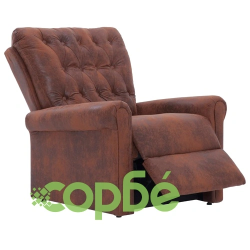 Реклайнер, кафяв, изкуствен велур ➤ топ цена ➤ sorbe.bg