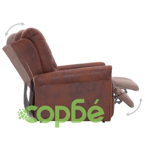 Реклайнер, кафяв, изкуствен велур ➤ топ цена ➤ sorbe.bg