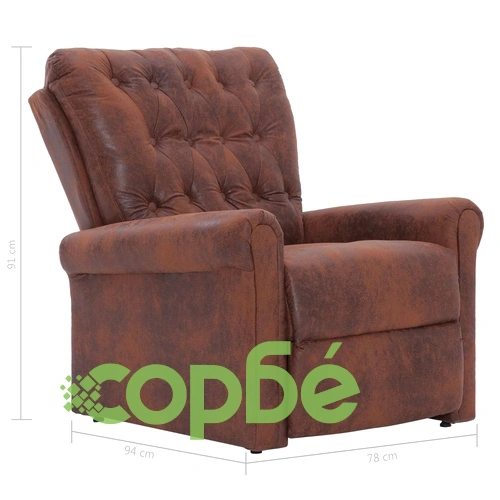 Реклайнер, кафяв, изкуствен велур ➤ топ цена ➤ sorbe.bg
