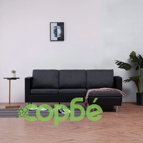 3-местен диван с възглавници, черен, изкуствена кожа ➤ топ цена ➤ sorbe.bg