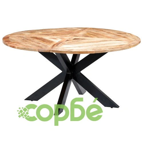 Трапезна маса, кръгла, 150x76 см, мангово дърво масив ➤ топ цена ➤ sorbe.bg