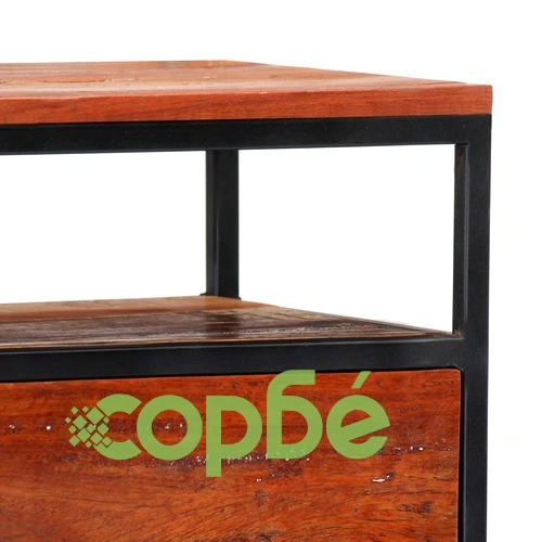 Нощно шкафче, 40х30х50 см, регенерирано дърво масив и стомана ➤ топ цена ➤ sorbe.bg