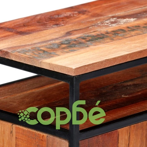 Страничен шкаф 60x35x76 см масивно регенерирано дърво и стомана ➤ топ цена ➤ sorbe.bg