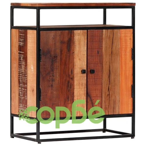 Страничен шкаф 60x35x76 см масивно регенерирано дърво и стомана ➤ топ цена ➤ sorbe.bg