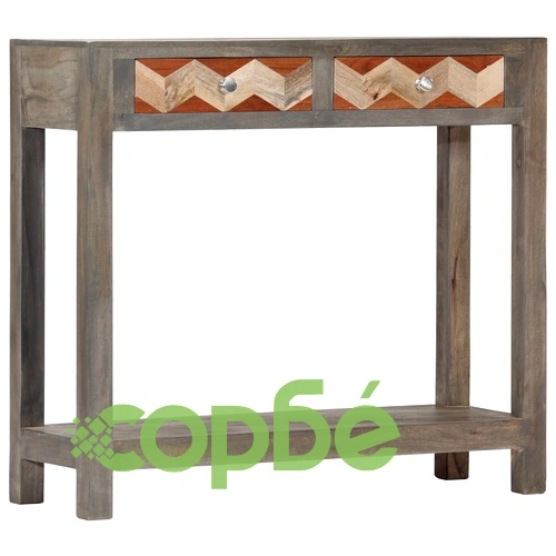 Конзолна маса, сива, 86x30x76 cм, манго масив ➤ топ цена ➤ sorbe.bg