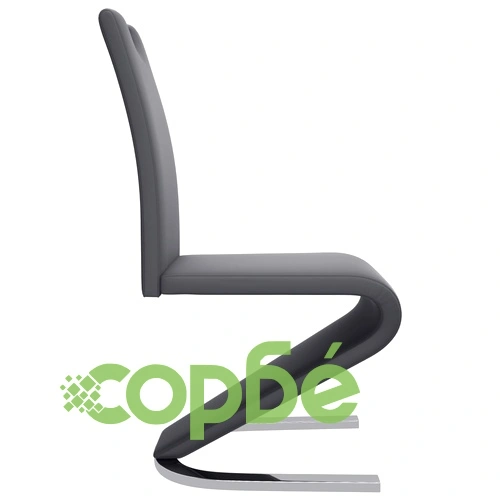 Трапезни столове, зигзагообразни, 2 бр, сиви, изкуствена кожа ➤ топ цена ➤ sorbe.bg