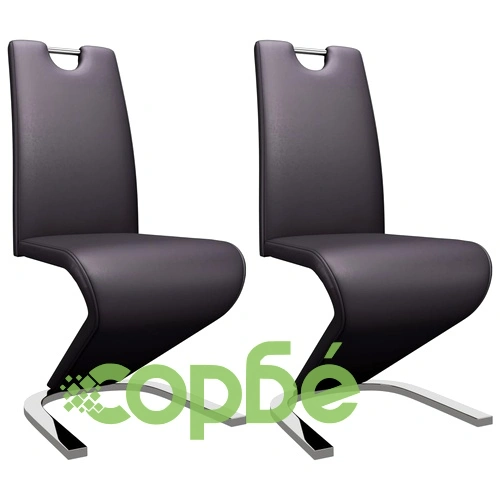 Трапезни столове, зигзагообразни, 2 бр, кафяви, изкуствена кожа ➤ топ цена ➤ sorbe.bg