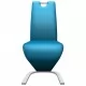 Трапезни столове, зигзагообразни, 2 бр, сини, изкуствена кожа