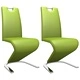 Трапезни столове, зигзагообразни, 2 бр, зелени, изкуствена кожа