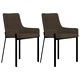 Трапезни столове, 2 бр, кафяви, текстил