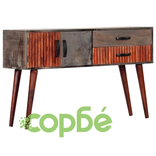 Конзолна маса, сива, 120x35x75 cм, грубо манго масив ➤ топ цена ➤ sorbe.bg