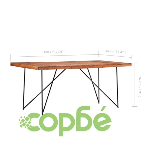 Трапезна маса, 180x90x76 см, акация масив ➤ топ цена ➤ sorbe.bg