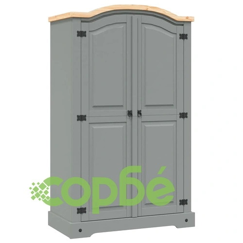 Гардероб, мексикански бор, стил Корона, 2 врати, сив ➤ топ цена ➤ sorbe.bg