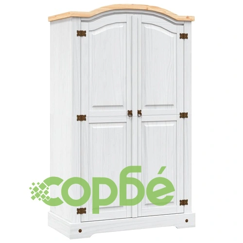 Гардероб, мексикански бор, стил Корона, 2 врати, бял ➤ топ цена ➤ sorbe.bg