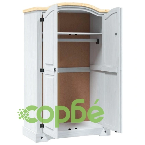 Гардероб, мексикански бор, стил Корона, 2 врати, бял ➤ топ цена ➤ sorbe.bg