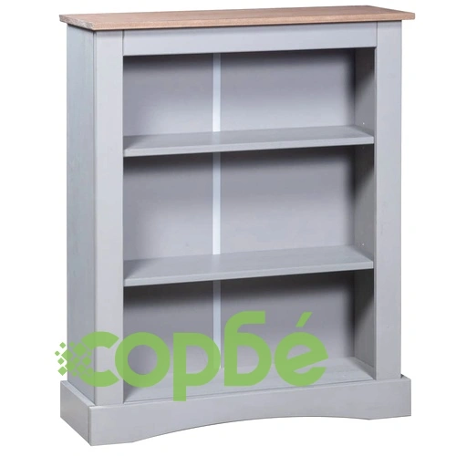 Библиотека 3 рафта мексикански бор стил Корона сив 81x29x100 cм ➤ топ цена ➤ sorbe.bg
