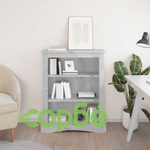 Библиотека 3 рафта мексикански бор стил Корона сив 81x29x100 cм ➤ топ цена ➤ sorbe.bg
