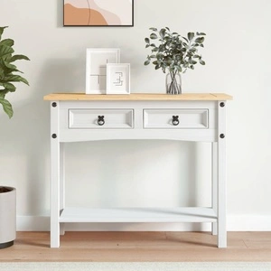 Конзолна маса мексикански бор стил Корона бяла 90x34,5x73 cм