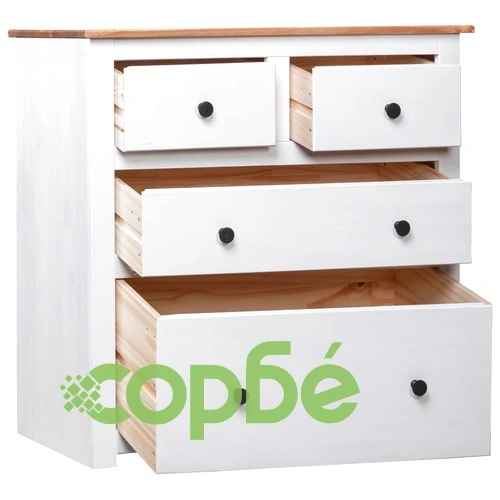 Сайдборд, бял, 80x40x83 см, бор, стил Панама ➤ топ цена ➤ sorbe.bg