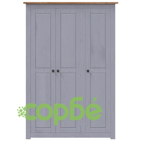 Гардероб с 3 врати, сив, 118x50x171,5 см, бор, Panama Range ➤ топ цена ➤ sorbe.bg