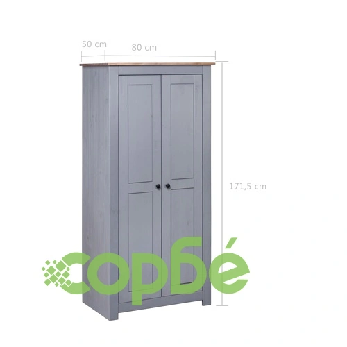 Гардероб, сив, 80x50x171,5 см, бор масив, стил Панама ➤ топ цена ➤ sorbe.bg