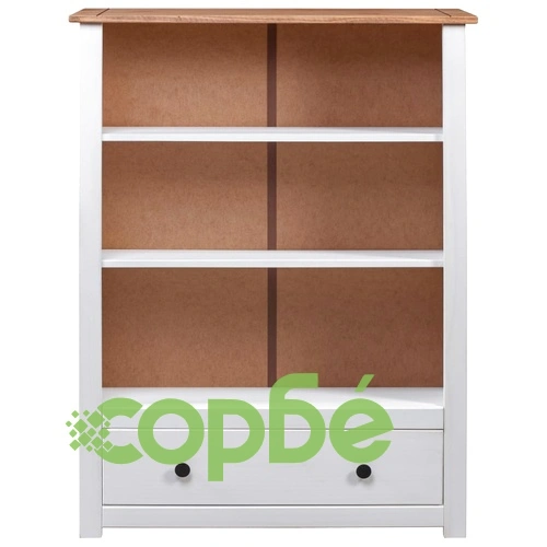 Библиотека, бяла, 80x35x110 см, бор масив, Panama Range ➤ топ цена ➤ sorbe.bg