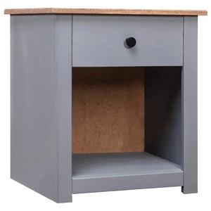 Нощно шкафче, сиво, 46x40x57 см, бор масив, стил Панама