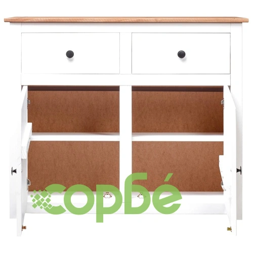 Сайдборд, бял, 93x40x80 см, бор масив, стил Панама ➤ топ цена ➤ sorbe.bg