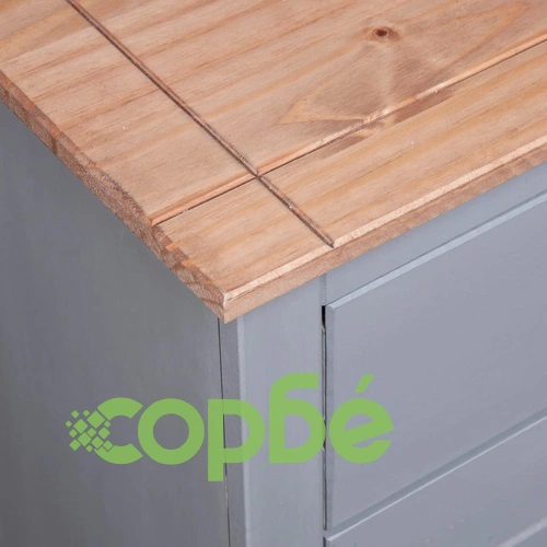 Сайдборд, сив, 135x40x80 см, бор масив, стил Панама ➤ топ цена ➤ sorbe.bg