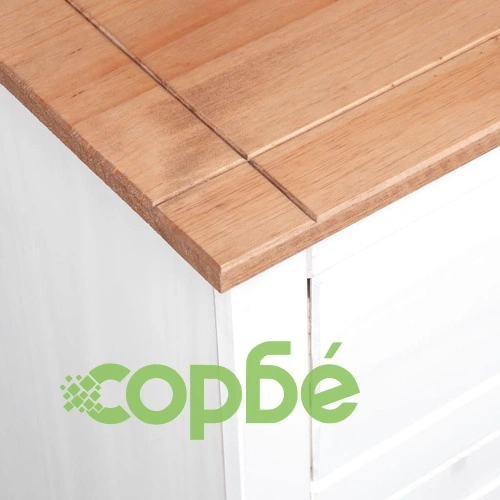 Сайдборд, бял, 135x40x80 см, бор масив, стил Панама ➤ топ цена ➤ sorbe.bg