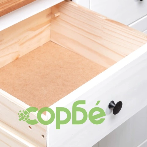 Сайдборд, бял, 135x40x80 см, бор масив, стил Панама ➤ топ цена ➤ sorbe.bg