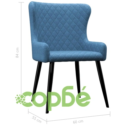 Трапезни столове, 2 бр, сини, текстил ➤ топ цена ➤ sorbe.bg