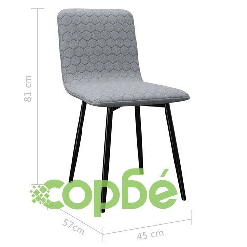 Трапезни столове, 2 бр, светлосиви, текстил ➤ топ цена ➤ sorbe.bg