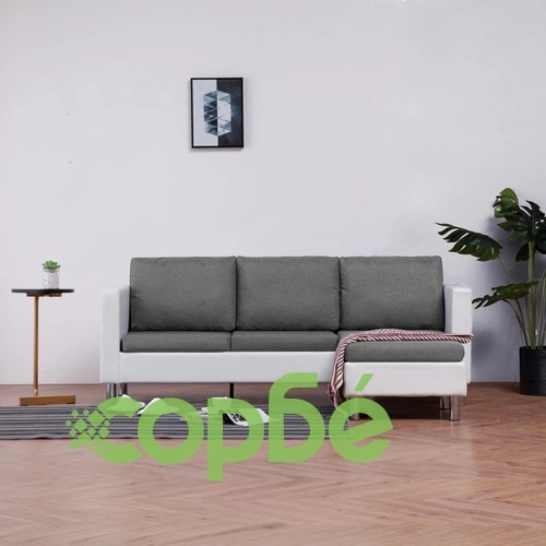 3-местен диван с възглавници, бял, изкуствена кожа ➤ топ цена ➤ sorbe.bg