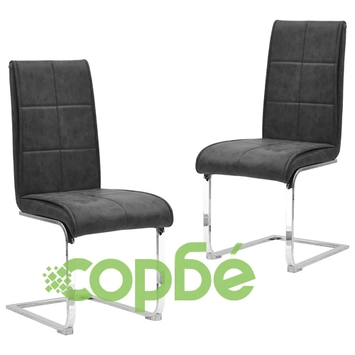 Конзолни трапезни столове, 2 бр, черни, изкуствена кожа ➤ топ цена ➤ sorbe.bg