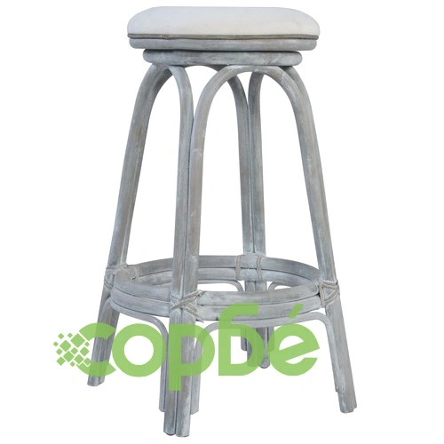 Бар табуретки, 2 бр, сиви, ратан  ➤ топ цена ➤ sorbe.bg