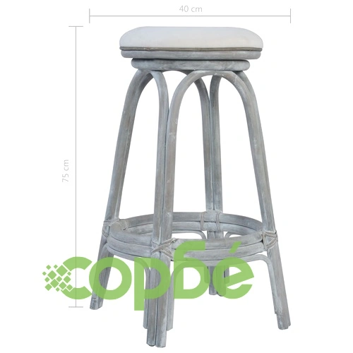 Бар табуретки, 2 бр, сиви, ратан  ➤ топ цена ➤ sorbe.bg