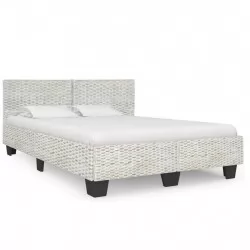 Рамка за легло, сива, естествен ратан, 160x200 cм