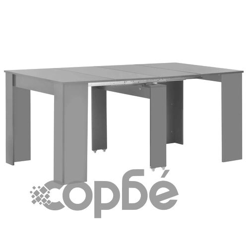 Разтегателна трапезна маса, силен гланц, сива, 175x90x75 см ➤ топ цена ➤ sorbe.bg