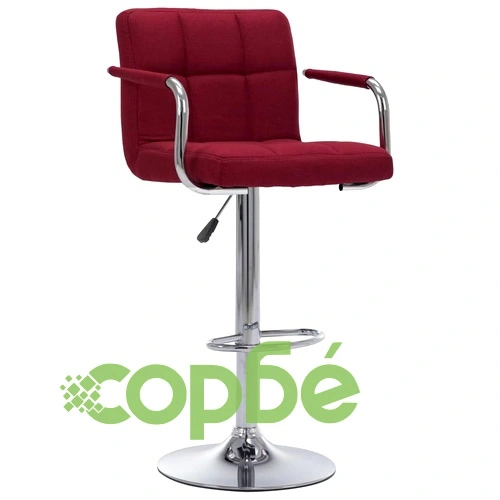 Бар стол, виненочервен, текстил ➤ топ цена ➤ sorbe.bg