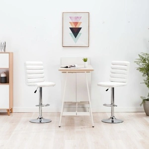 Бар стол, бял, изкуствена кожа