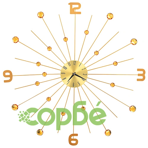 Стенен часовник, метал, 70 см, златист ➤ топ цена ➤ sorbe.bg