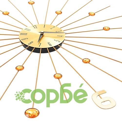 Стенен часовник, метал, 70 см, златист ➤ топ цена ➤ sorbe.bg