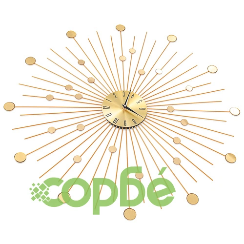 Стенен часовник, метал, 70 см, златист ➤ топ цена ➤ sorbe.bg