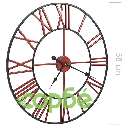Стенен часовник, метал, 58 см, червен ➤ топ цена ➤ sorbe.bg