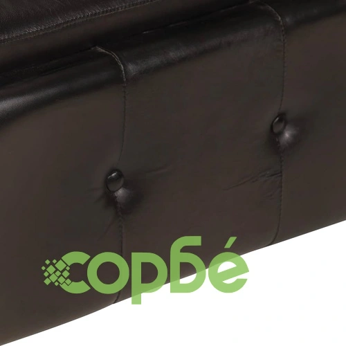 2-местен Честърфийлд диван, черен, естествена кожа ➤ топ цена ➤ sorbe.bg