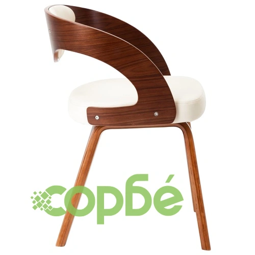 Трапезни столове, 2 бр, кремави, извито дърво и изкуствена кожа ➤ топ цена ➤ sorbe.bg