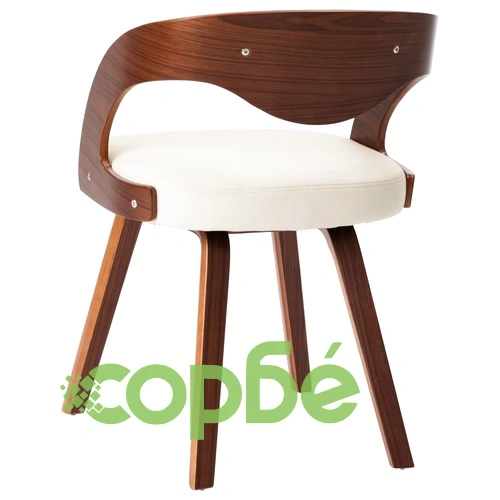 Трапезни столове, 2 бр, кремави, извито дърво и изкуствена кожа ➤ топ цена ➤ sorbe.bg